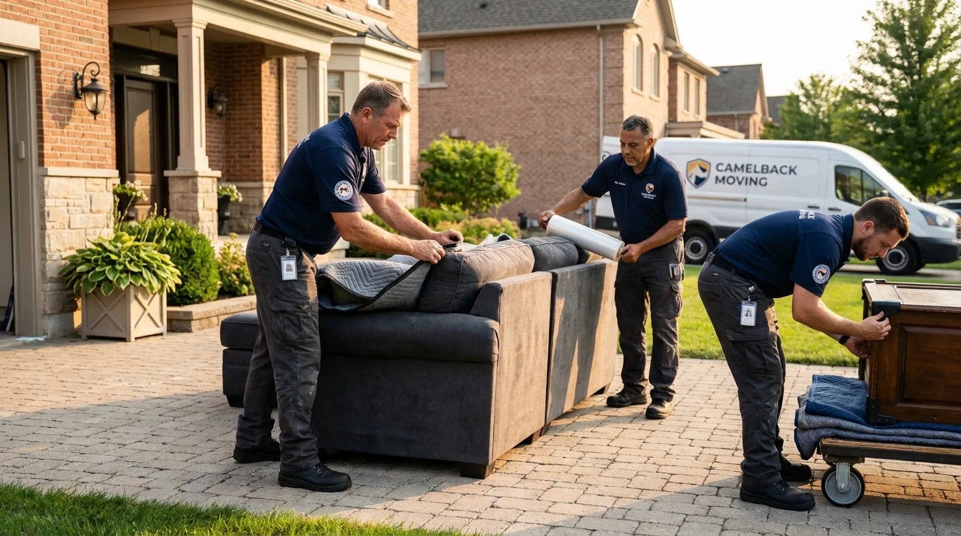 Large estate moving crew wrapping furniture in Glen Gardner, NJ