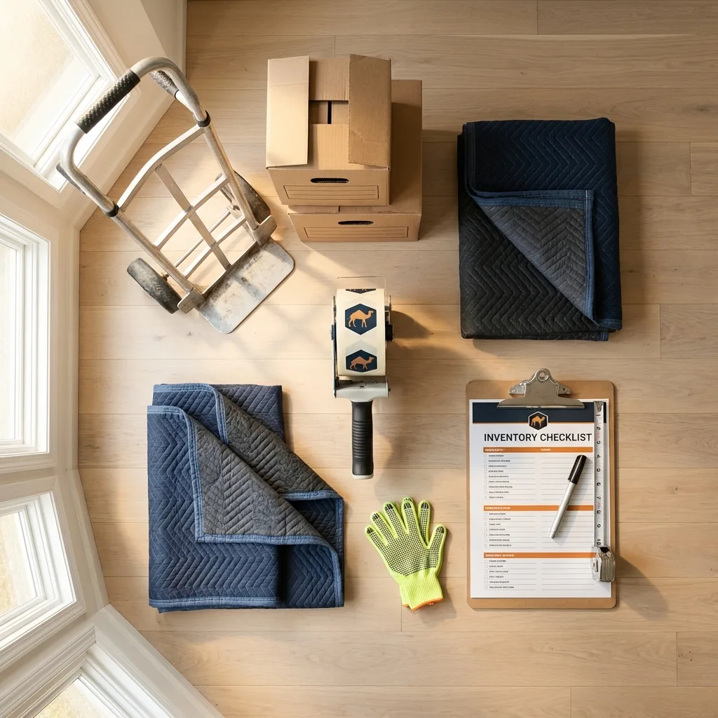 Professional moving supplies and packing materials layout for Glen Gardner residential relocations